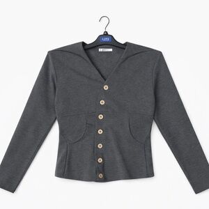 Gray Button-Up Women's Jacket